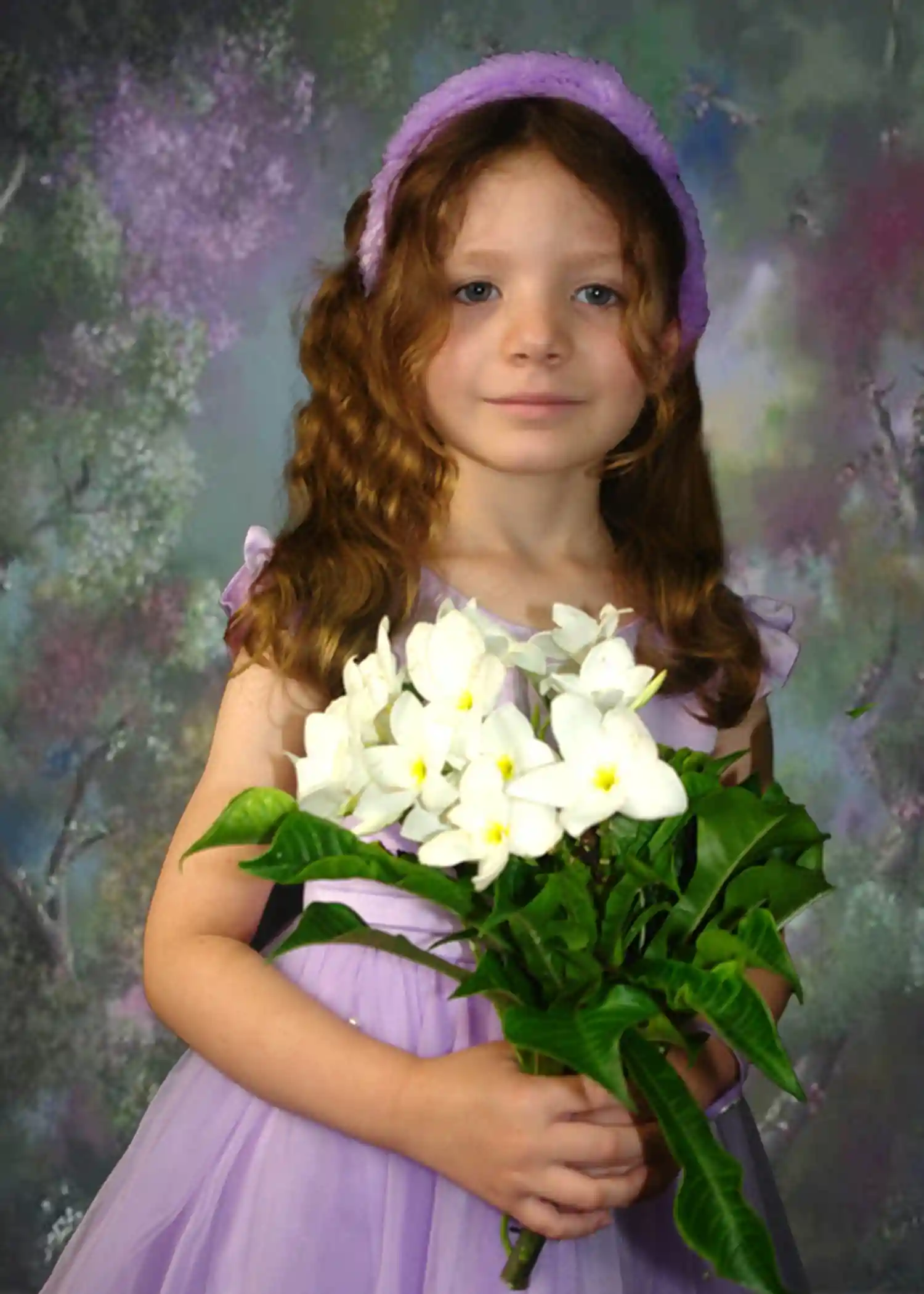 Foto niña con ramo de flores Tere Studio